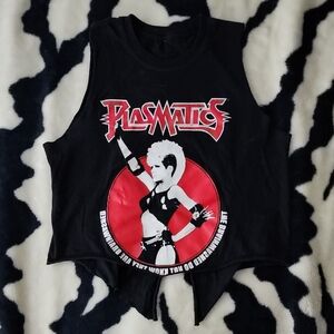 Black Plasmatics Graphic Muscle Crop Top